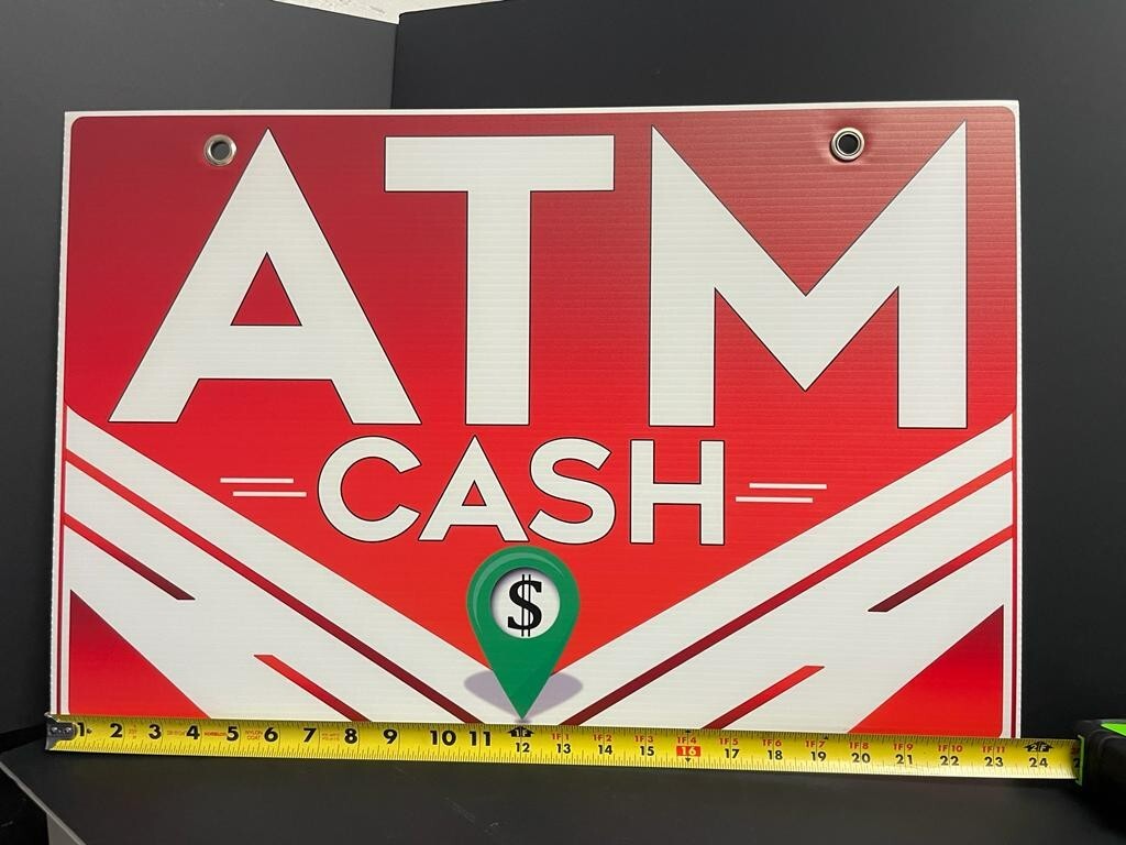 Double-Sided Coroplast ATM Sign, 16×24 Inches, with Metal Grommets