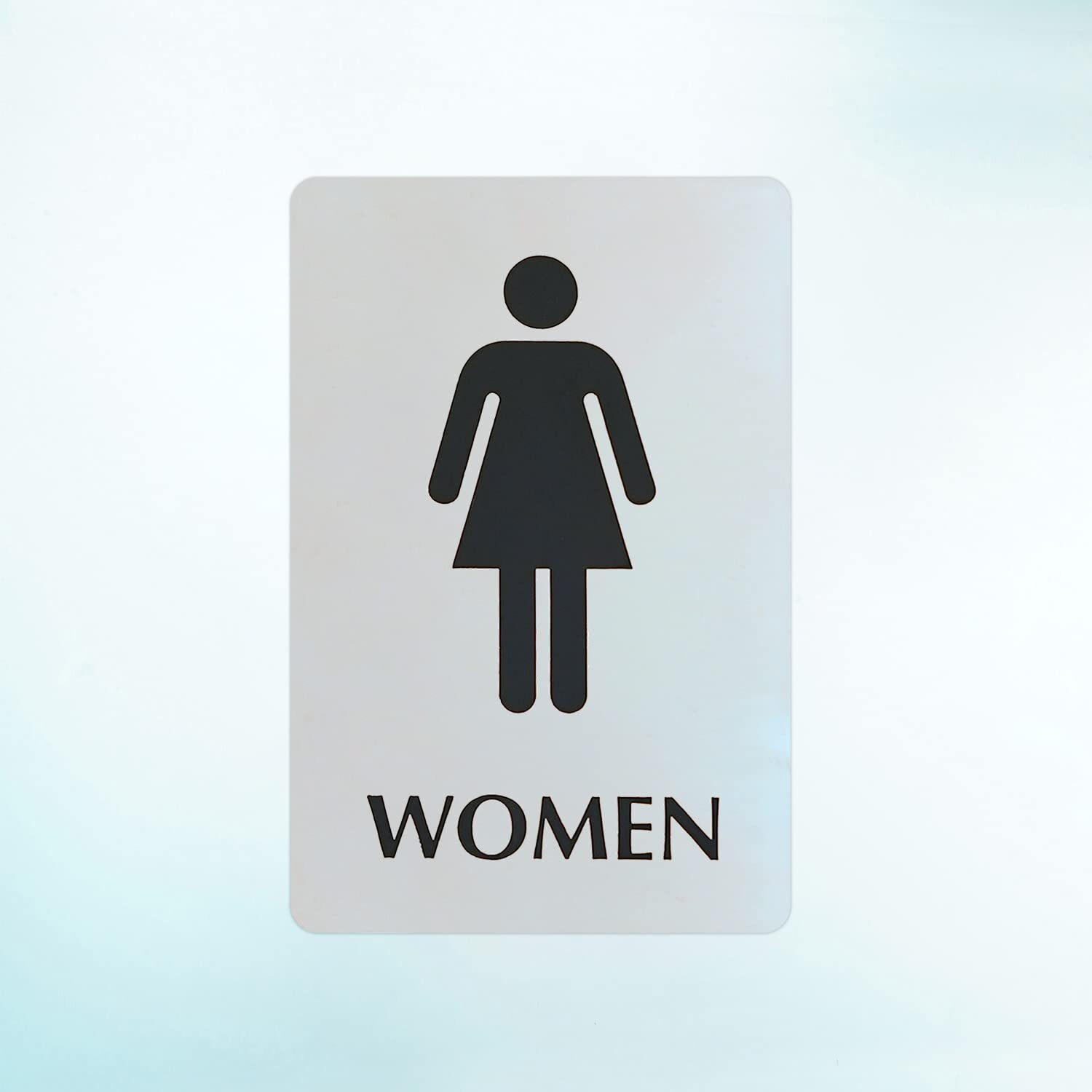 6 x 9 inch Womens Restroom Sign with Pictogram 40 mil Stainless Steel Metal E…