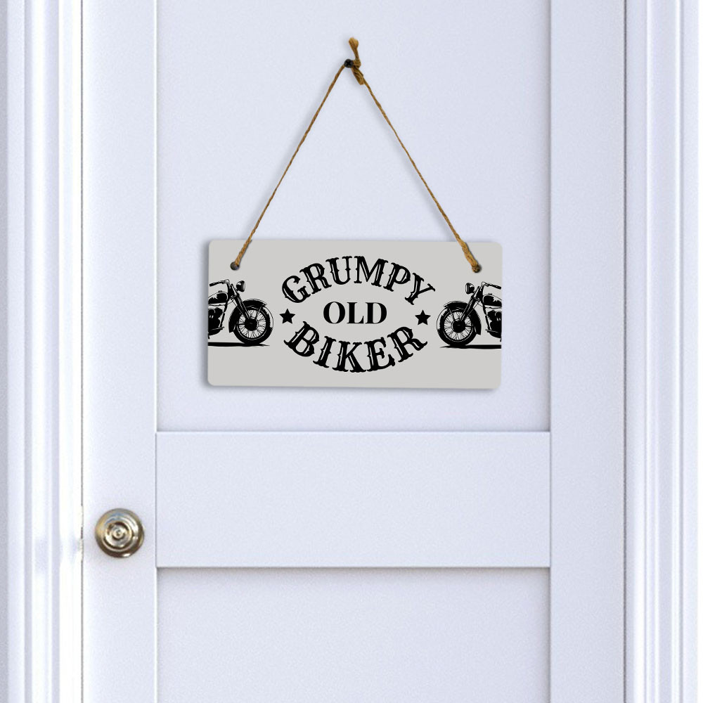 Grumpy Old Biker 5&Prime; x 10&Prime; Hanging Wall or Door Sign | Home Decor