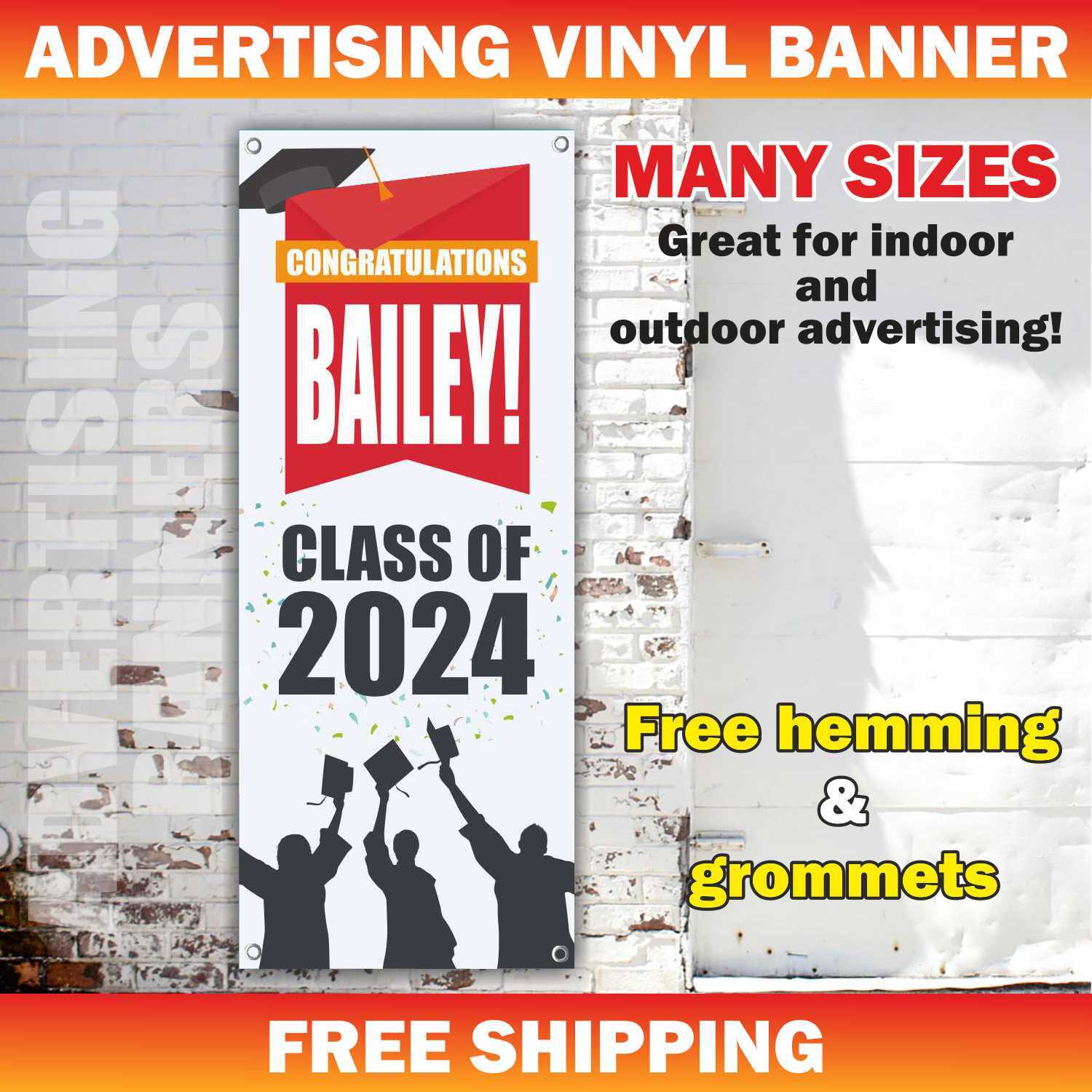 CLASS OF 2024 Advertising Banner Vinyl Mesh Sign School University Graduate
