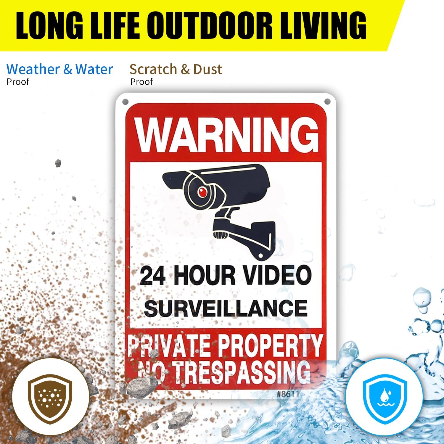 4-Pack No Trespassing Signs Private Property, 10×7 Inch Heavy Duty Rust-Free Alu
