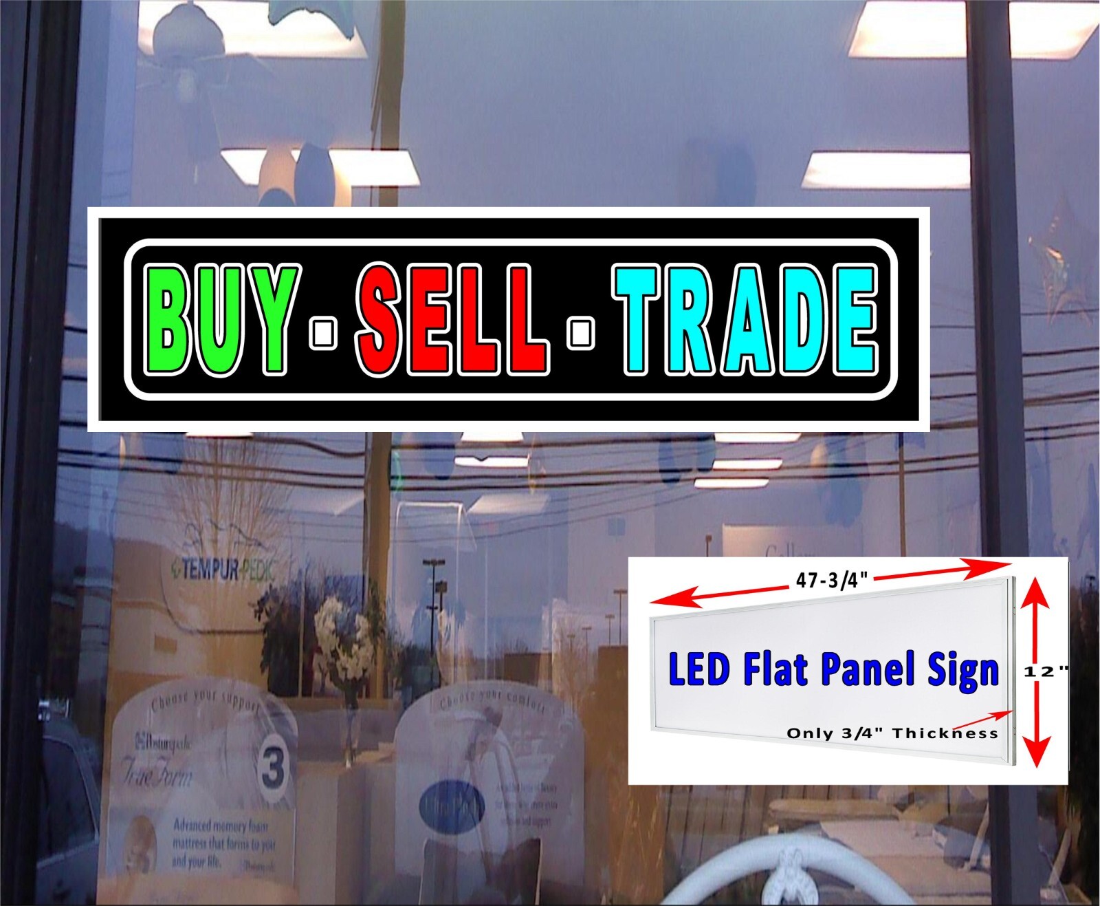 BUY SELL TRADE LED Light box window sign 48&Prime;x12&Prime;