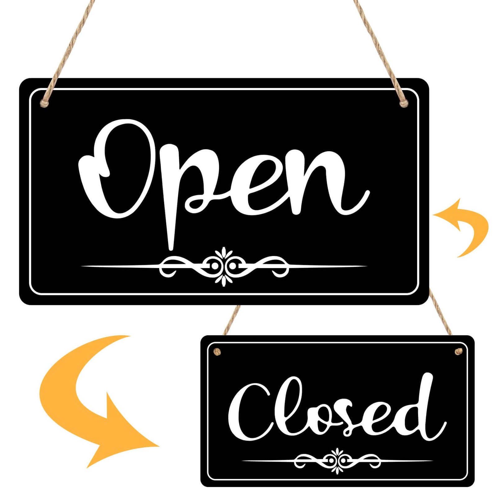CARGEN Open Signs – Double Sided Closed Sign Business 11×6 1 inch, black
