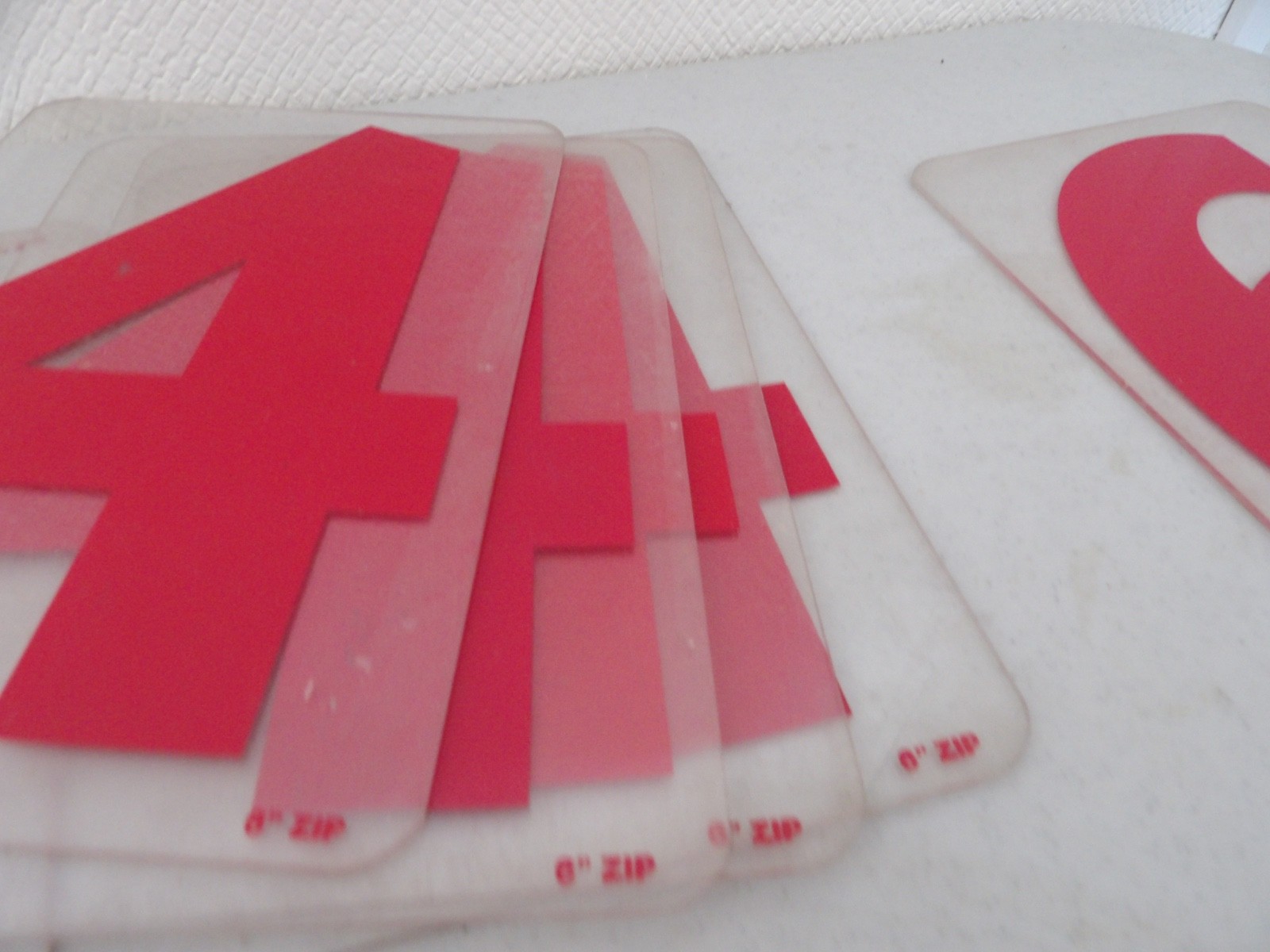 Lot of 6&Prime; Tall Red Marquee Sign Hard Plastic Numbers ( Zip Brand )