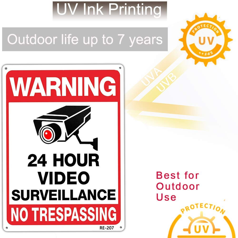 Warning Security Cameras in Use 24 Hour Video Surveillance Sign 10×14 Aluminum U