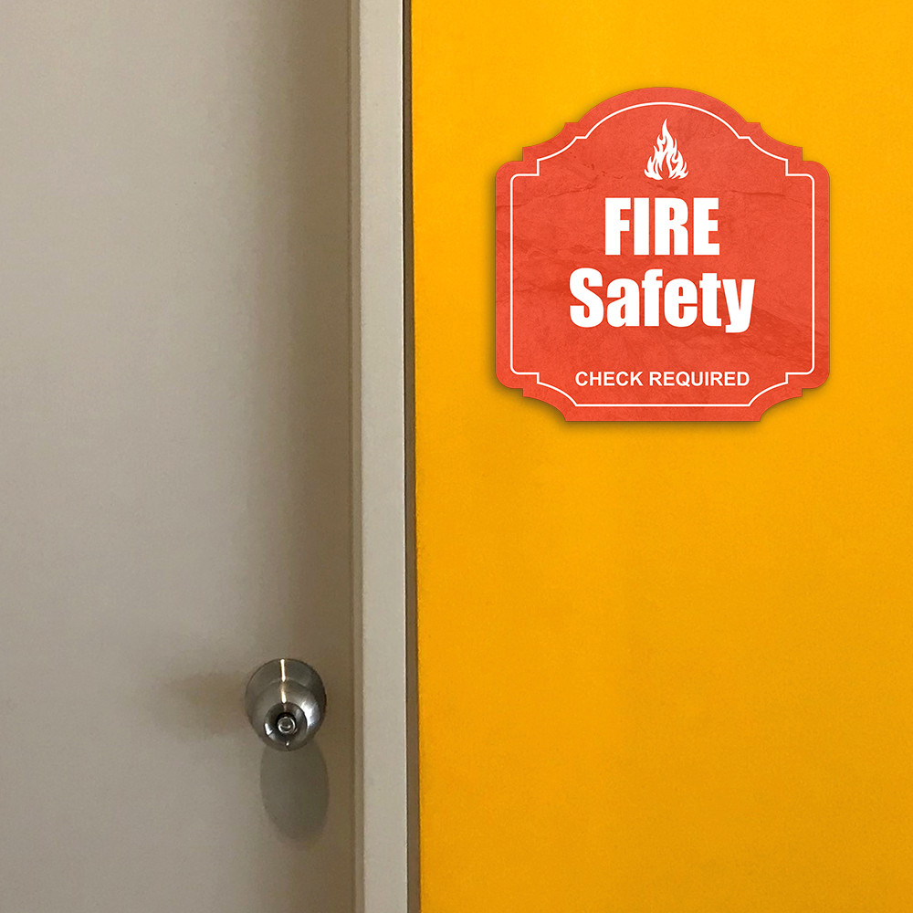 Heritage Plus Fire Safety Check Required Wall or Door Sign | Business Signage