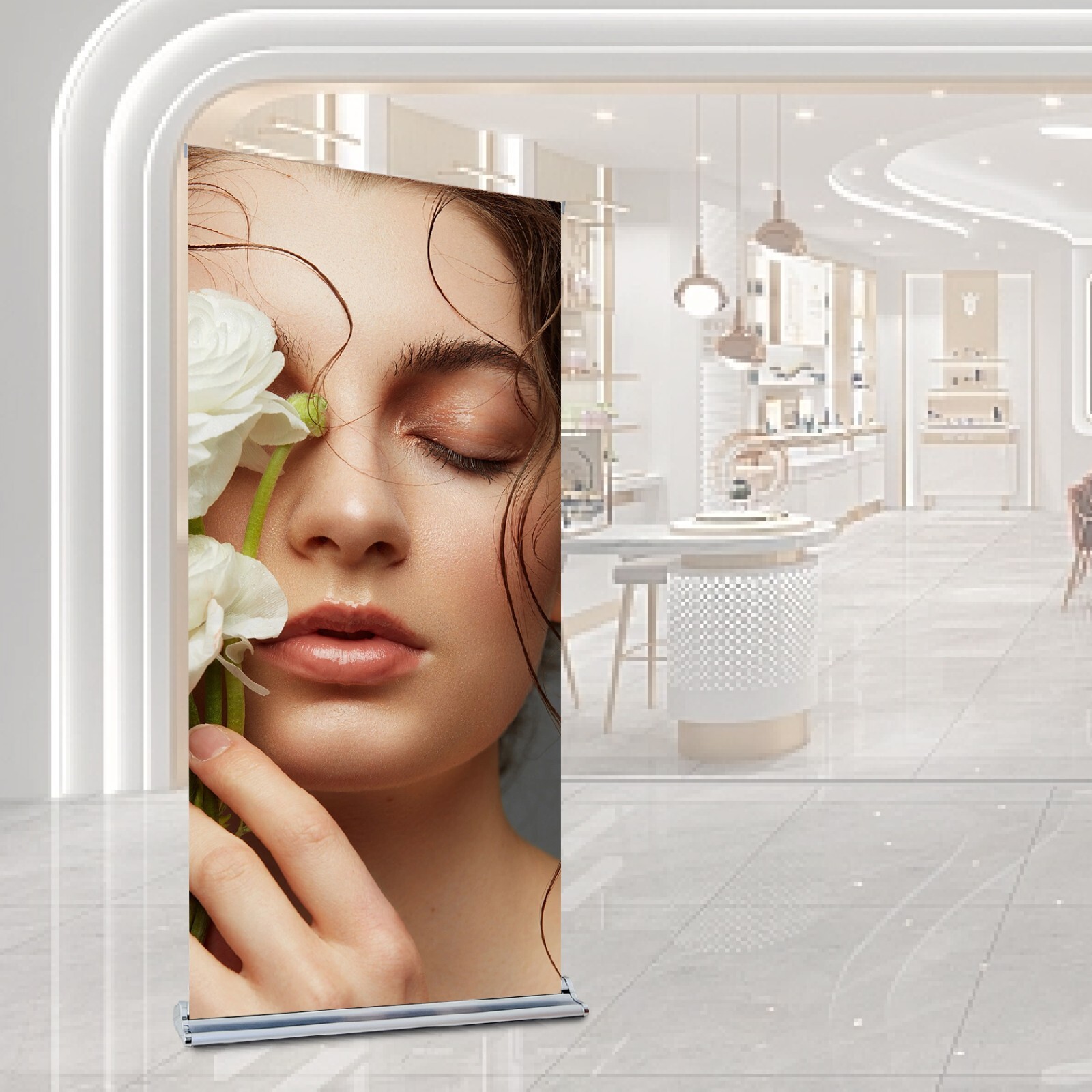 Deluxe Retractable Roll Up Banner Stand with Wide Base(STAND ONLY)