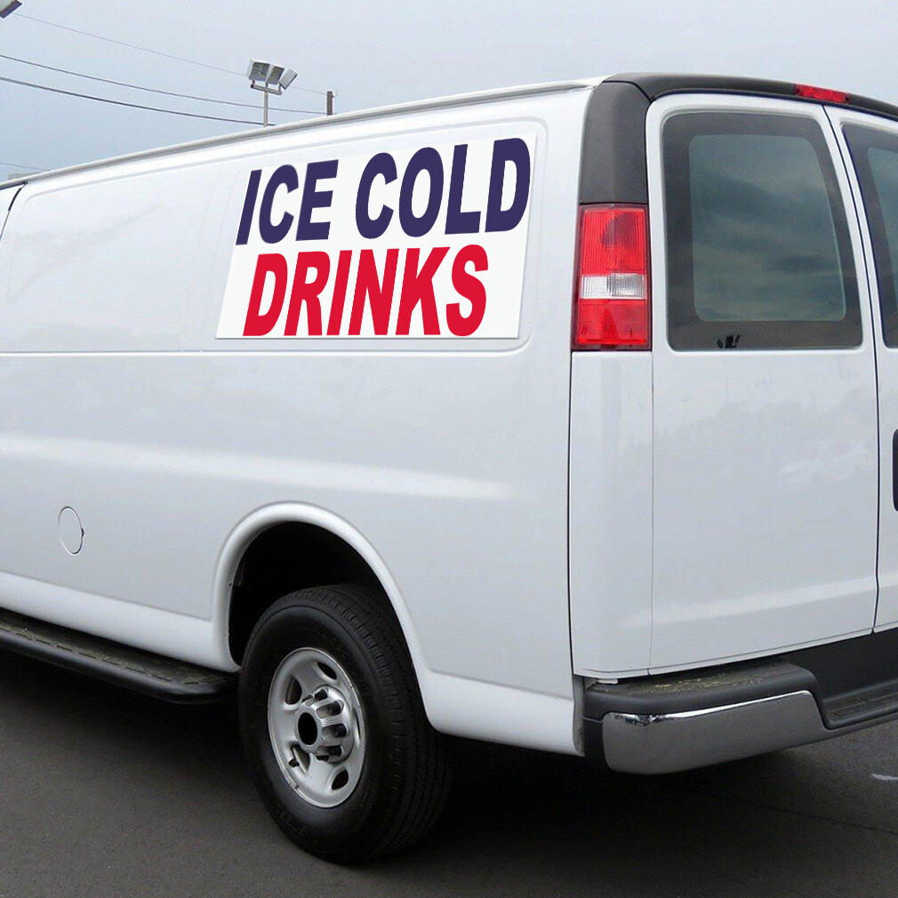 Car Magnet Set of 2 Ice Cold Drinks Blue Red Food Bar Restaurant Food Truck A