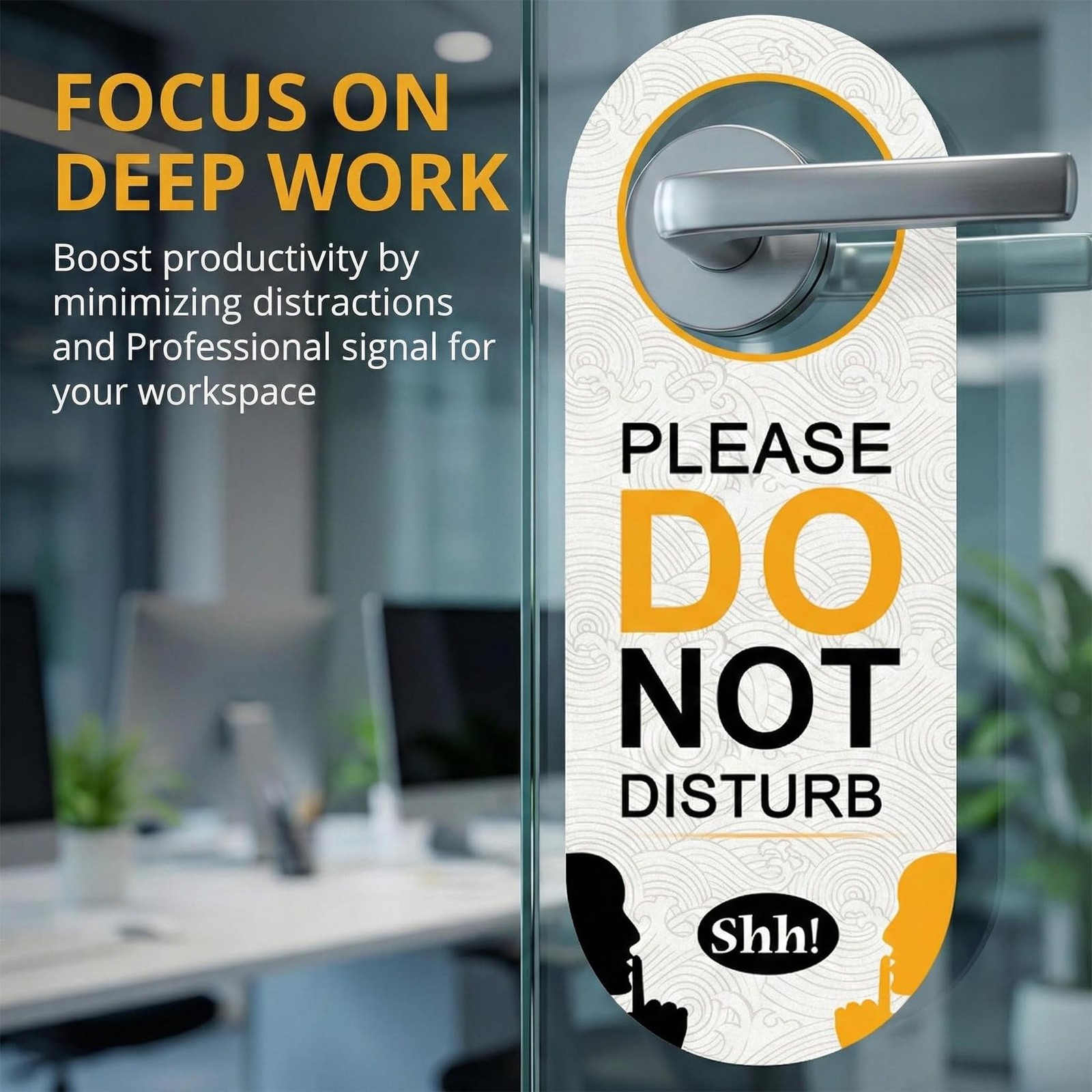 2 Pack Do Not Disturb Door Hanger Sign 4 Count (Pack of 1), Black, White