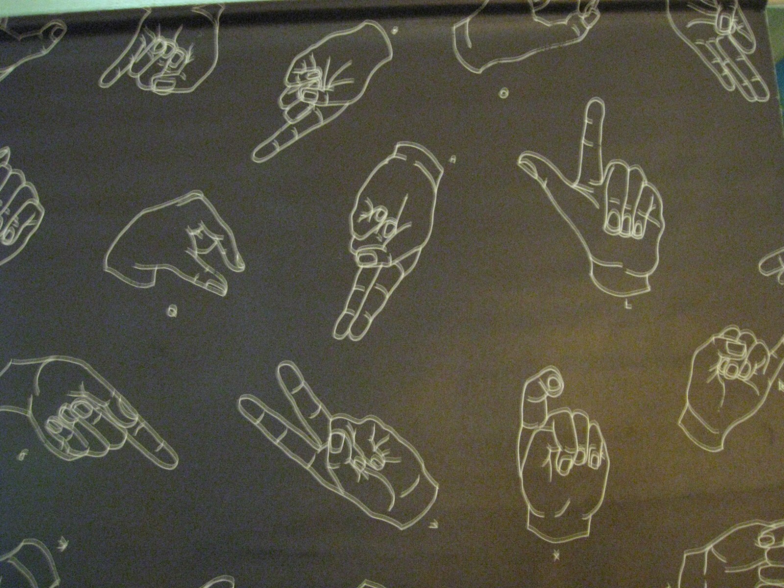 Vintage Hanging Canvas w/Sign Language Alphabet / Classroom Hanging / 40&prime; x 40&prime;