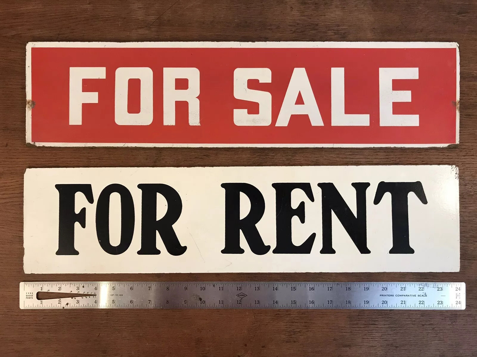 Lot of 2 For Rent & For Sale Double Sided Signs on Masonite Board 6&Prime; X 24&Prime; (A3)