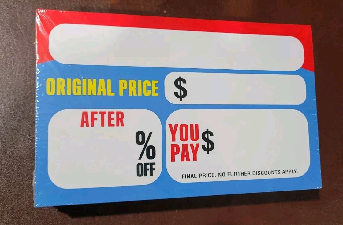 200 pack 7”x11” Blank Sale Signs Original Take After % Off You Pay $ Discount