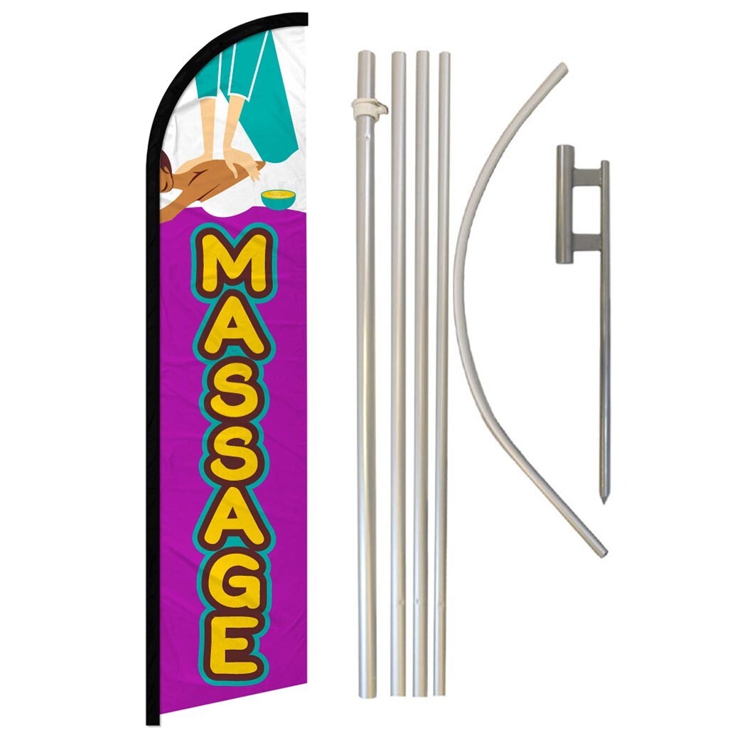 Massage Full Curve Windless Swooper Flag Pole Kit Beauty Spa
