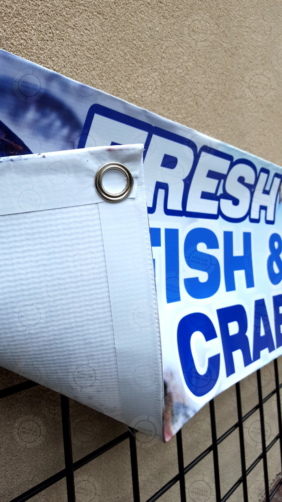 FRESH FISH & Crab Banner Food Market Restaurant Open Sign Shop Display Vinyl Cod