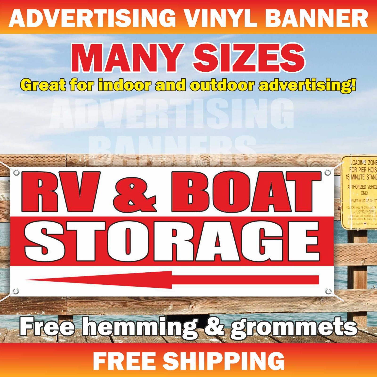 RV BOAT STORAGE advertising Banner Vinyl Mesh Sign Retail Space Lease Parking