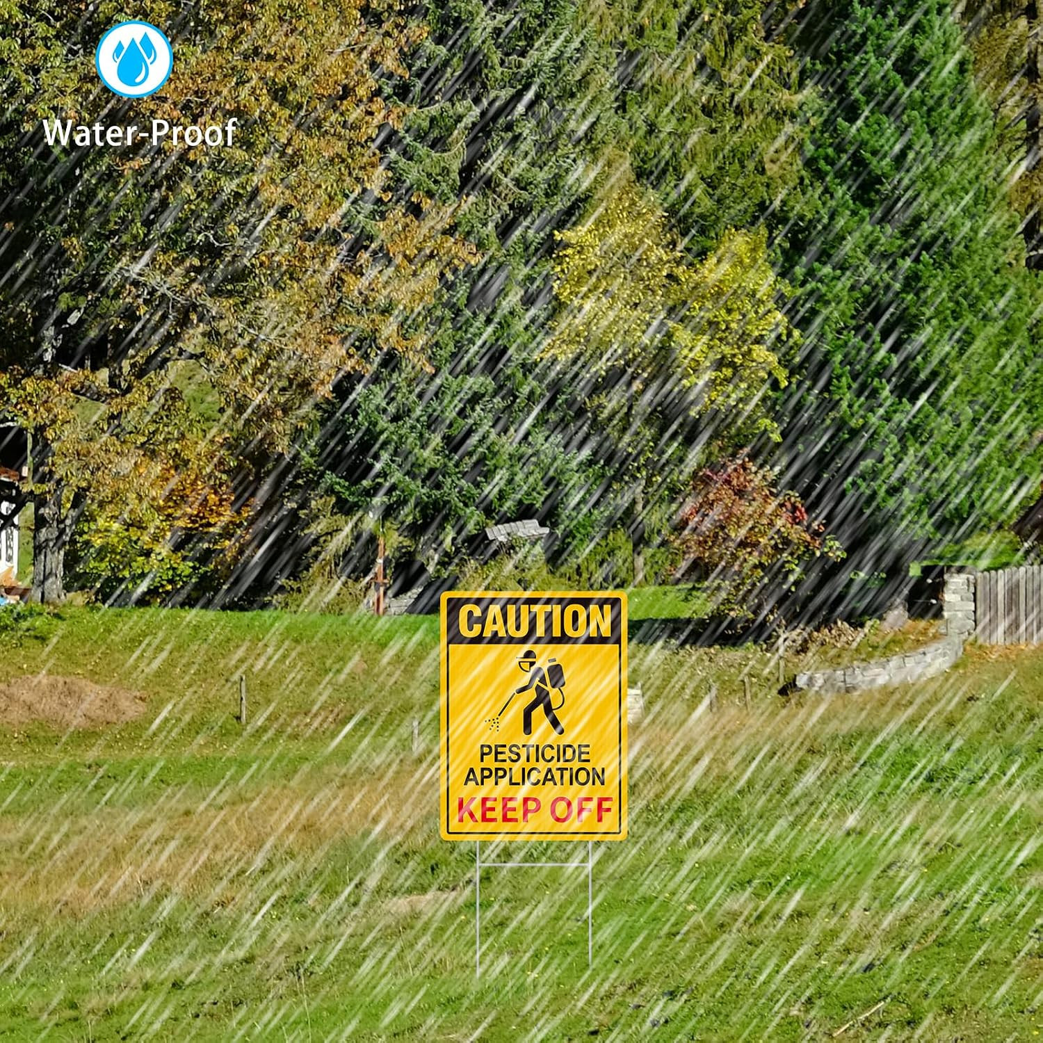 2 Pack Caution- Pesticide Application Sign Keep Off, Pesticide Signs for Lawn, P