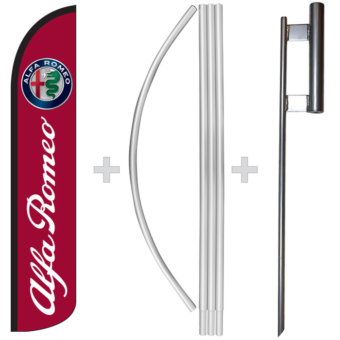 Alfa Romeo 15&prime; Tall Windless Swooper Feather Banner Flag & Pole Kit
