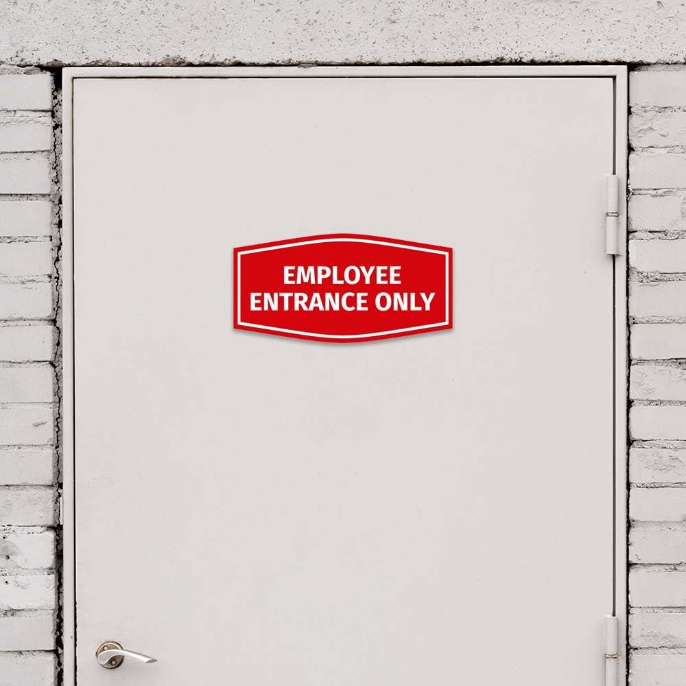 Fancy Employee Entrance Only Sign Adhesive Black Gold Large Plate