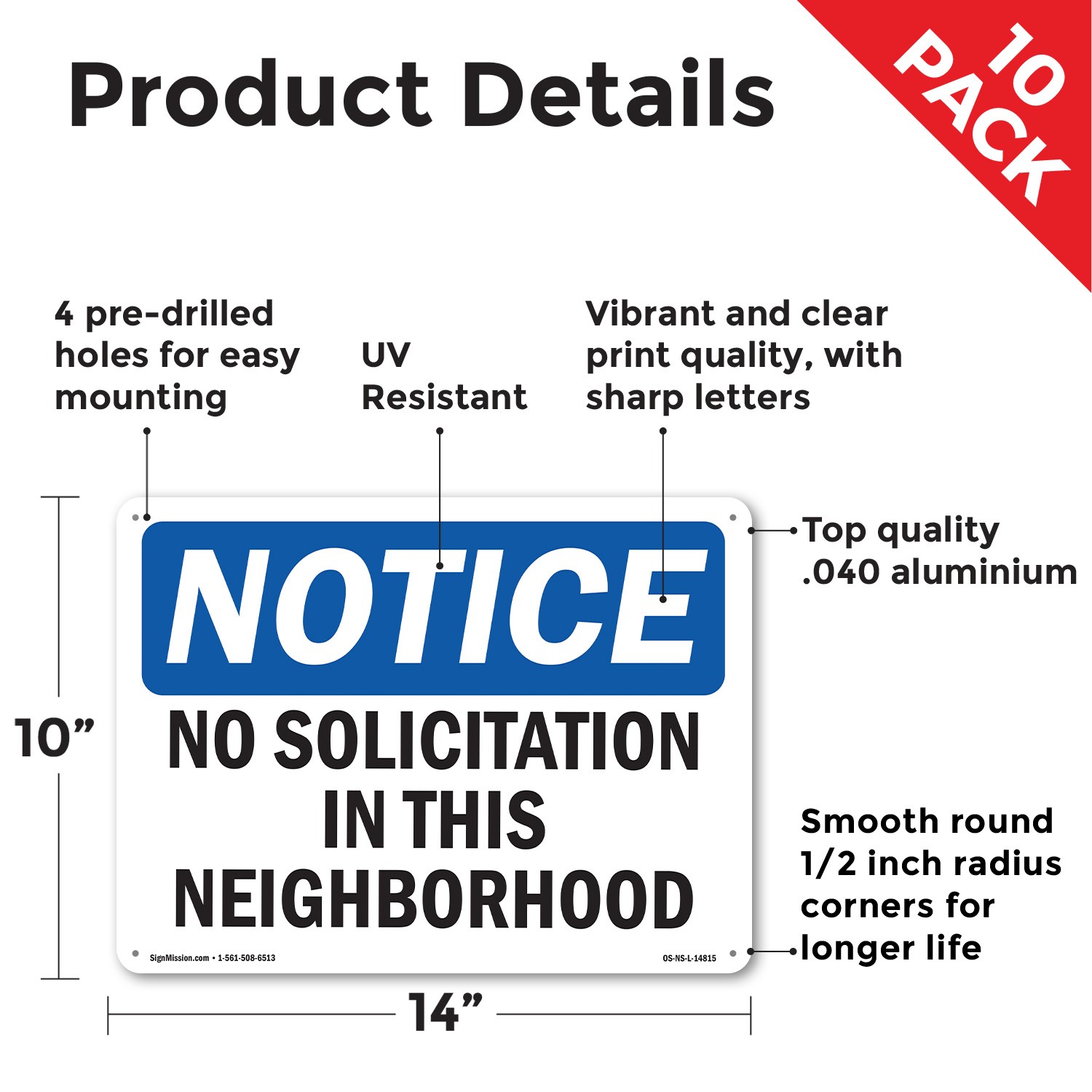 No Solicitation In This Neighborhood OSHA Notice Sign Or Decal – 5 or 10 Pack