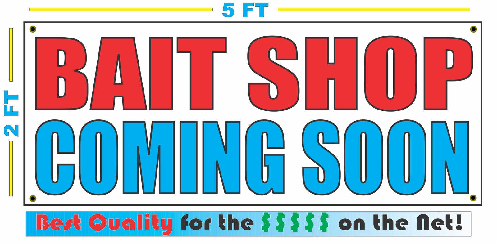 BAIT SHOP COMING SOON Banner Sign NEW 2×5 fishing worms minnows hooks