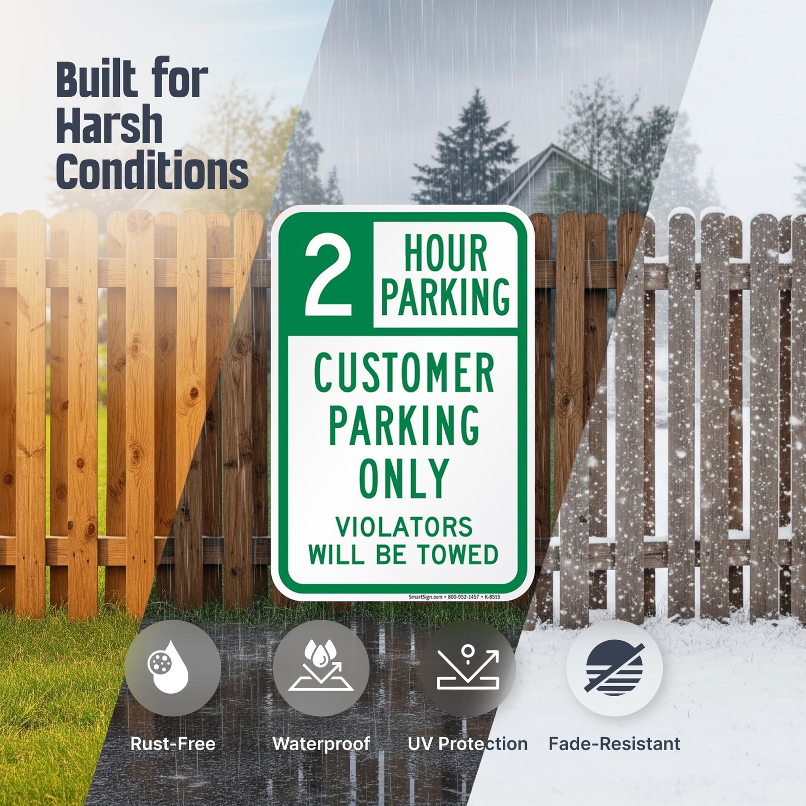 2 Hour Parking Customer Parking Only Violators Towed Sign (2-Pack), 12 x 18 i…