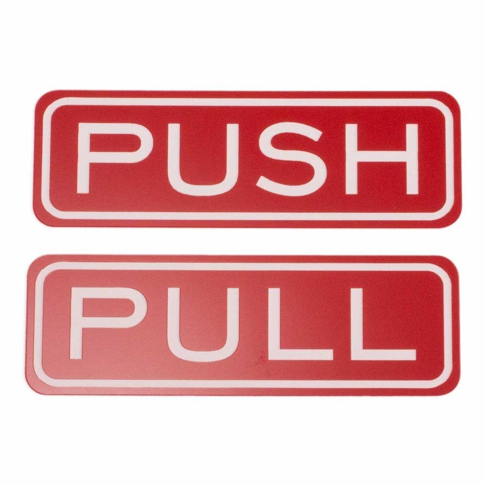 Classic Horizontal Push Pull Door Sign (Red) – Medium 5&Prime; x 1-5/8&Prime;