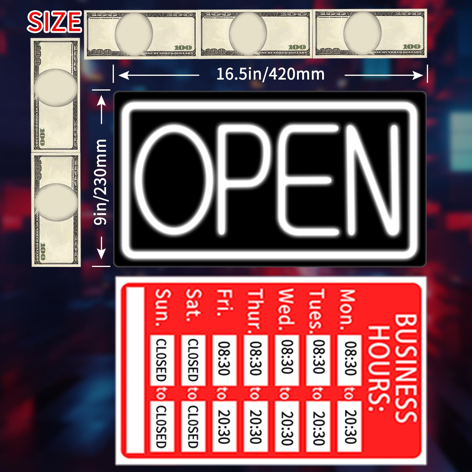Open Signs for Business Ultra Bright LED Neon Open Signs 16 Inch Plug In Elec…