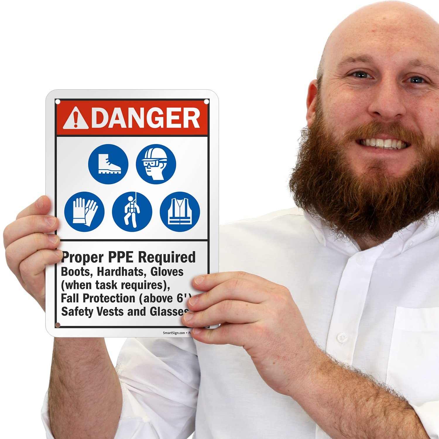 1 PCS 7×10 Inch Danger Proper PPE Required Sign Aluminum Industrial Safety