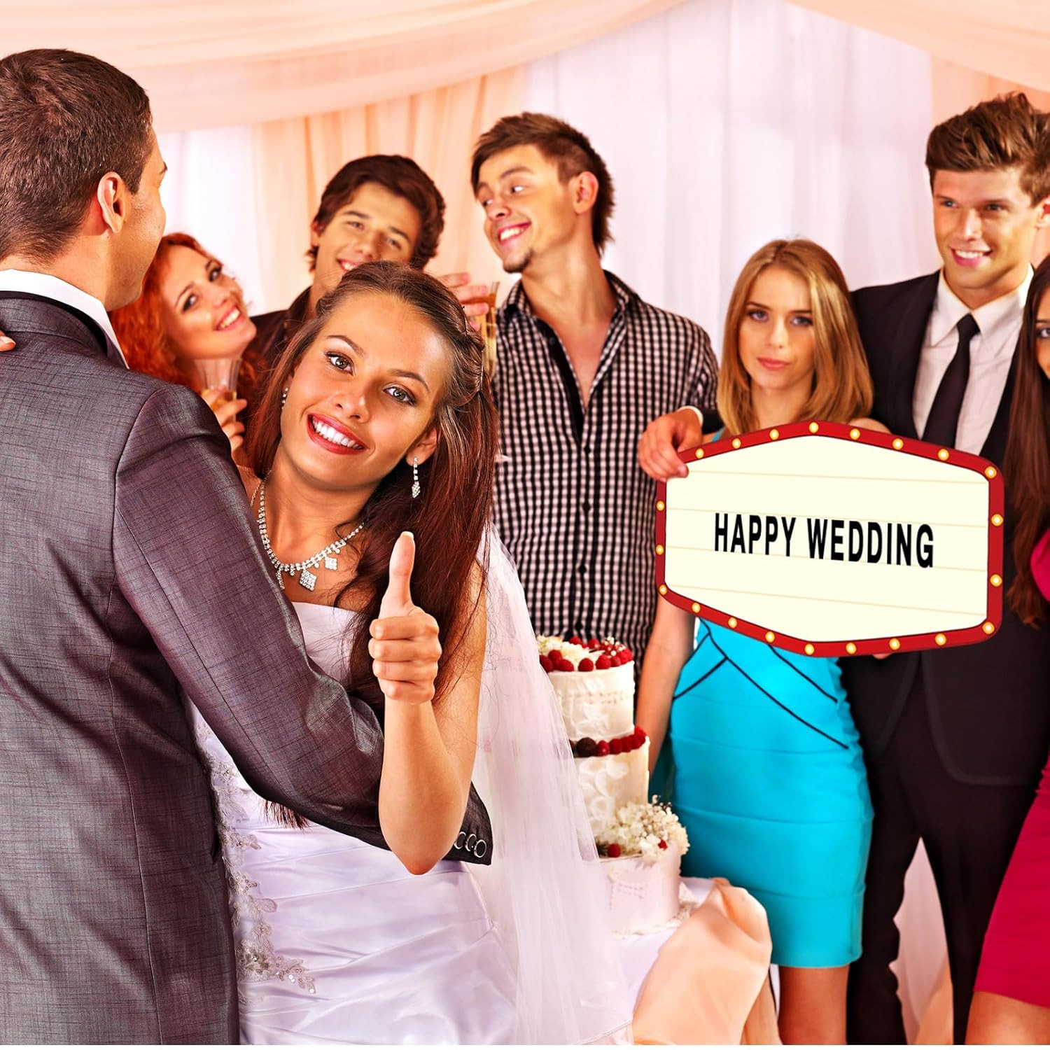Wedding Bottle Service Sign Set for Nightclubs and Parties (Red, 2 Pack)