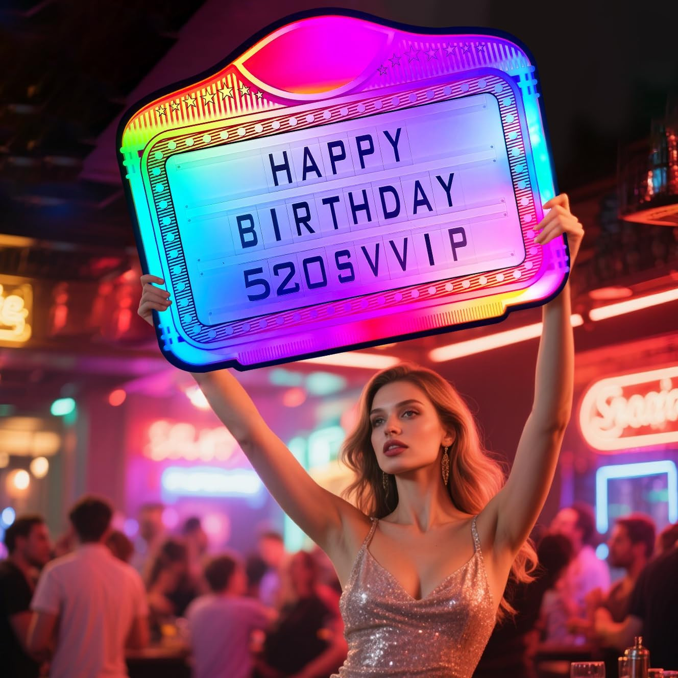 LED Bottle Service Sign – Handheld Acrylic with Interchangeable Letters & Number