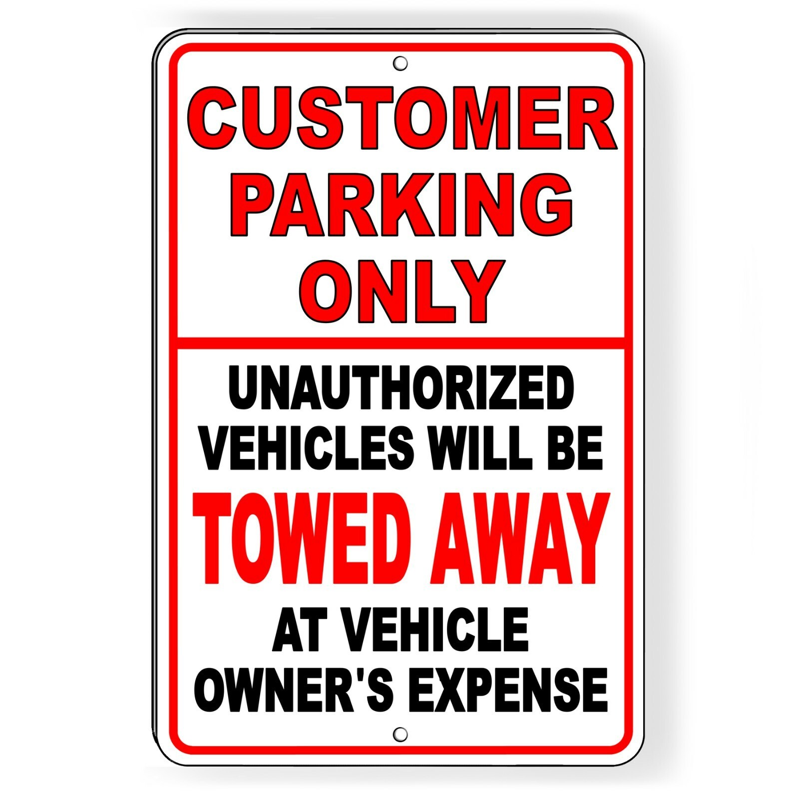Customer Parking Only Unauthorized Vehicles Will Be Towed Sign warning no SCP003