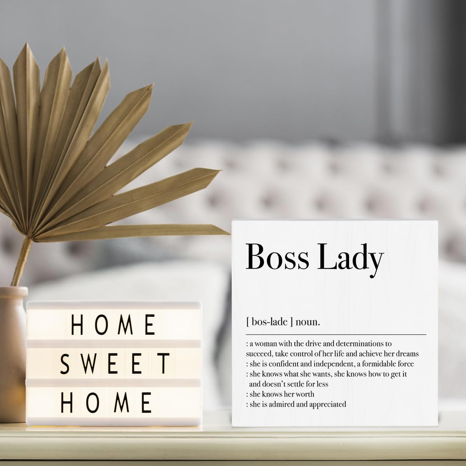 Motivational Boss Lady Gifts for Women Decorative Wooden Box Sign Boss Lady D…