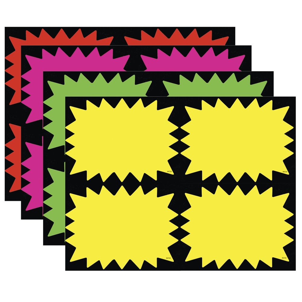 Ready Flow Blank Fluorescent Laser Cards Black Edge – 5 1/2&Prime;L x 4 1/4&Prime;L