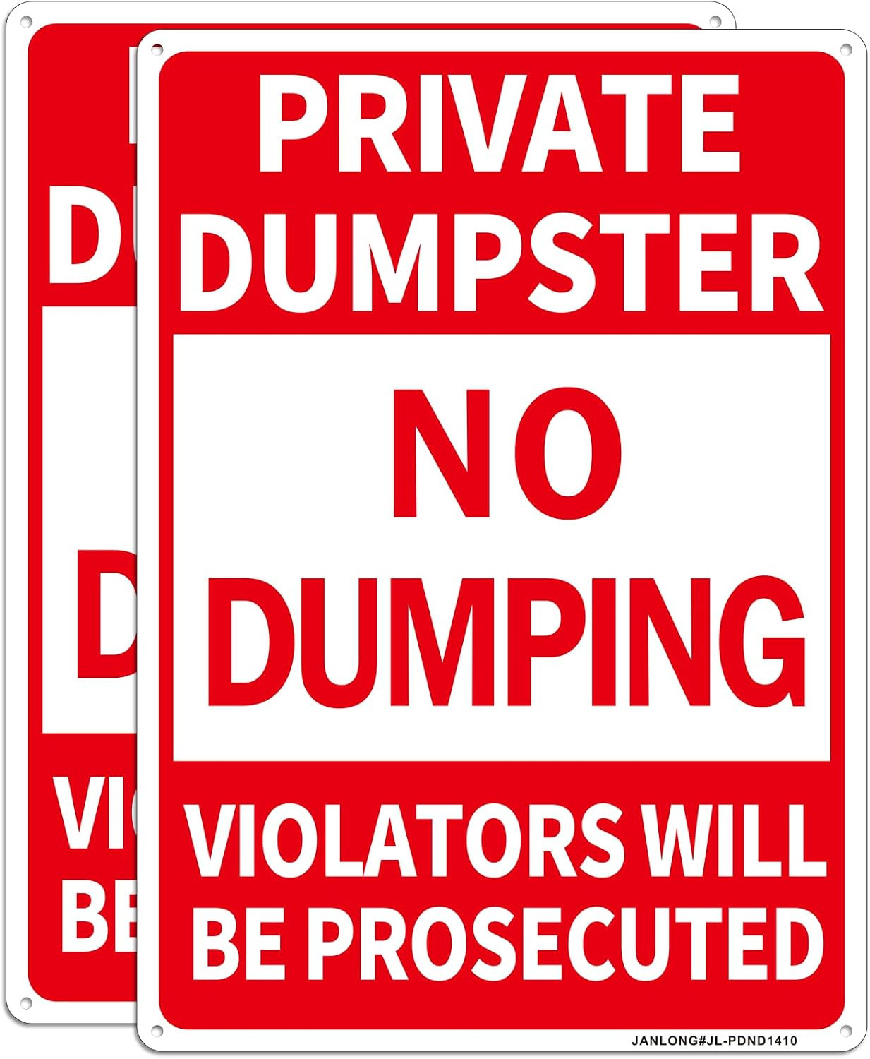 2 Pack Private Dumpster- No Dumping Sign, 14&Prime;X 10&Prime; Aluminum No