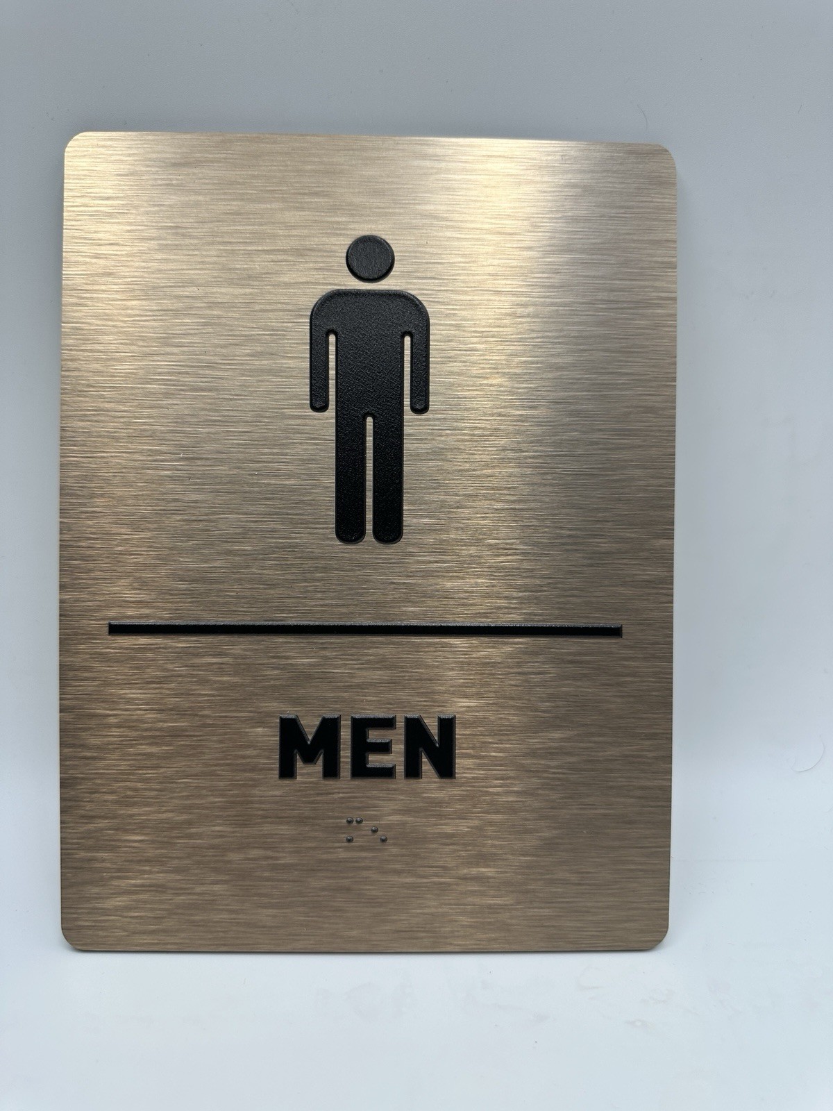 ADA Men’s Restroom Sign Braille Tactile 6×9 Brushed Bronze Aluminum