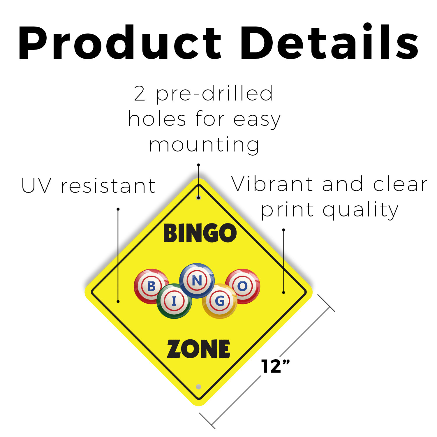 Bingo (3 Pack) Plastic Street Sign Crossing Warning Vintage Rustic Beware
