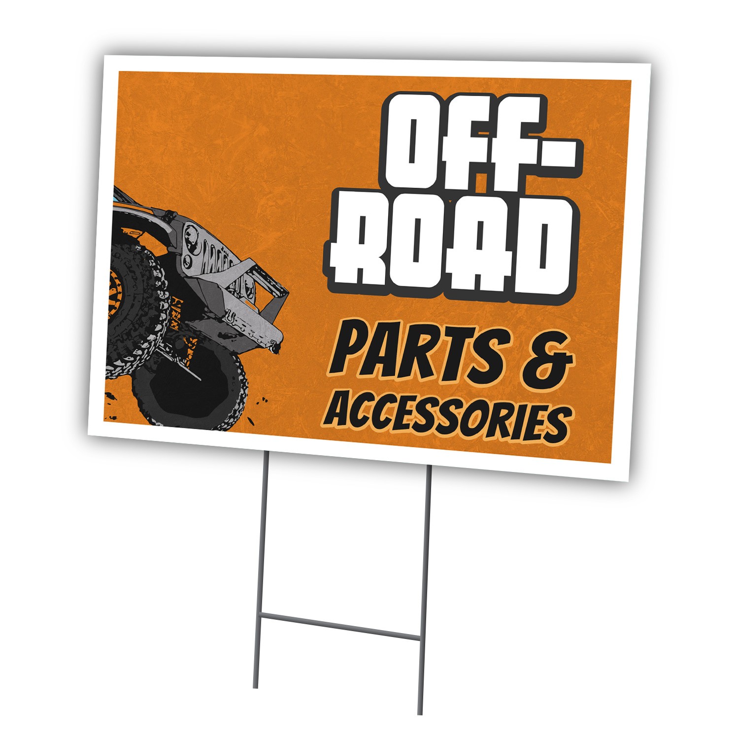 Off-Road Parts Yard Sign & Stake Outdoor Coroplast 4X4 Truck Rims Lift Kit