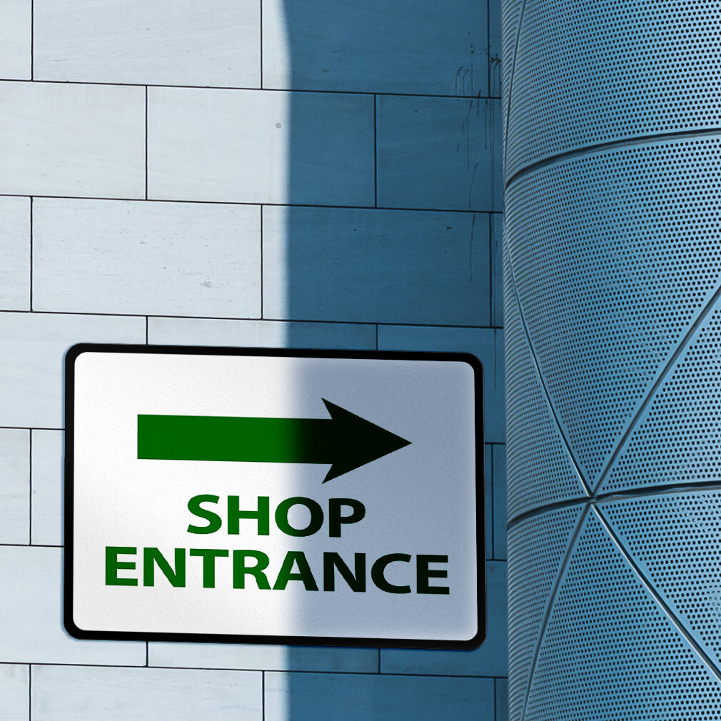 Aluminum Horizontal Metal Sign Shop Entrance Right Directional Acrylic Door