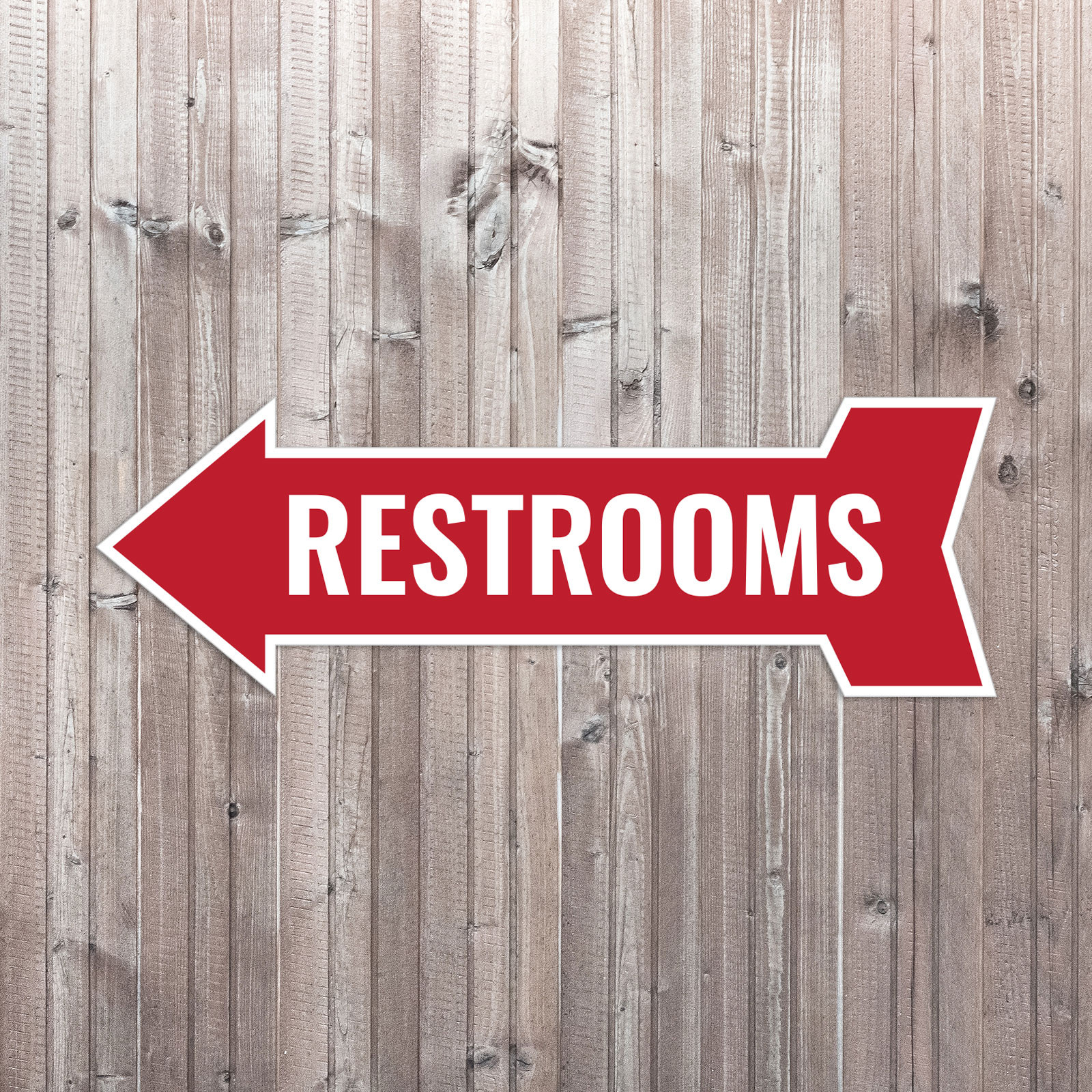 Arrow Shape Restrooms 12×4&Prime; Wall or Door Sign | Bathroom Signage