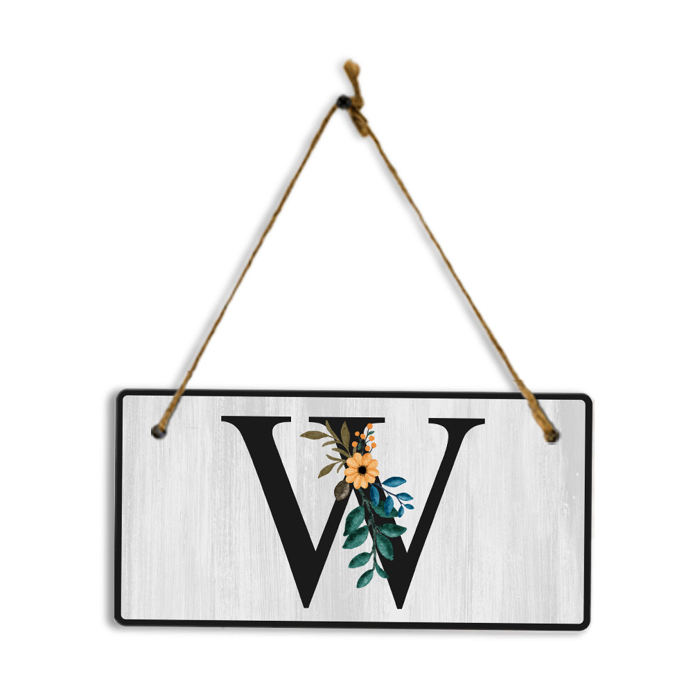 W Flower Decor 5×10 Hanging Wall or Door Sign | Alphabet Letter Room Decoration