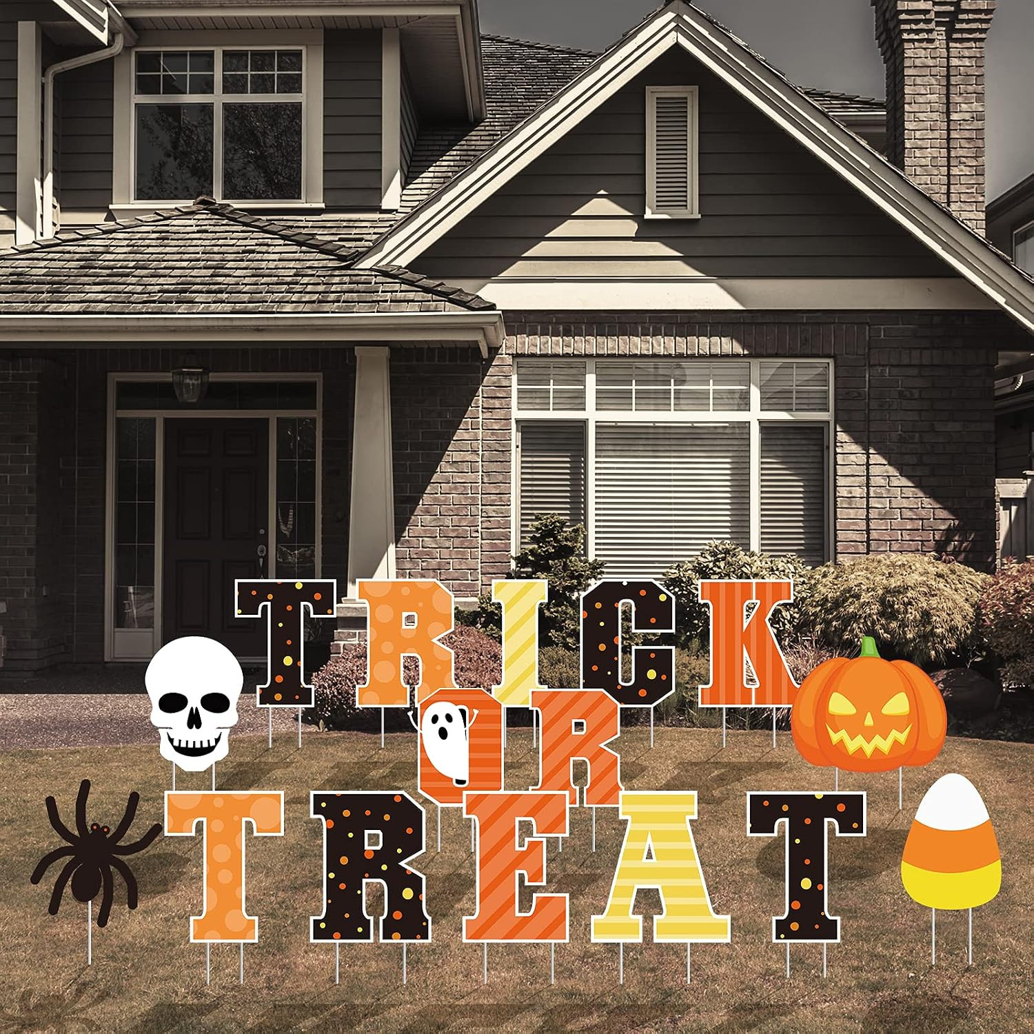 16Pcs Halloween Yard Signs with 32Pcs Stakes Large Trick or Treat Lawn Signs Wat