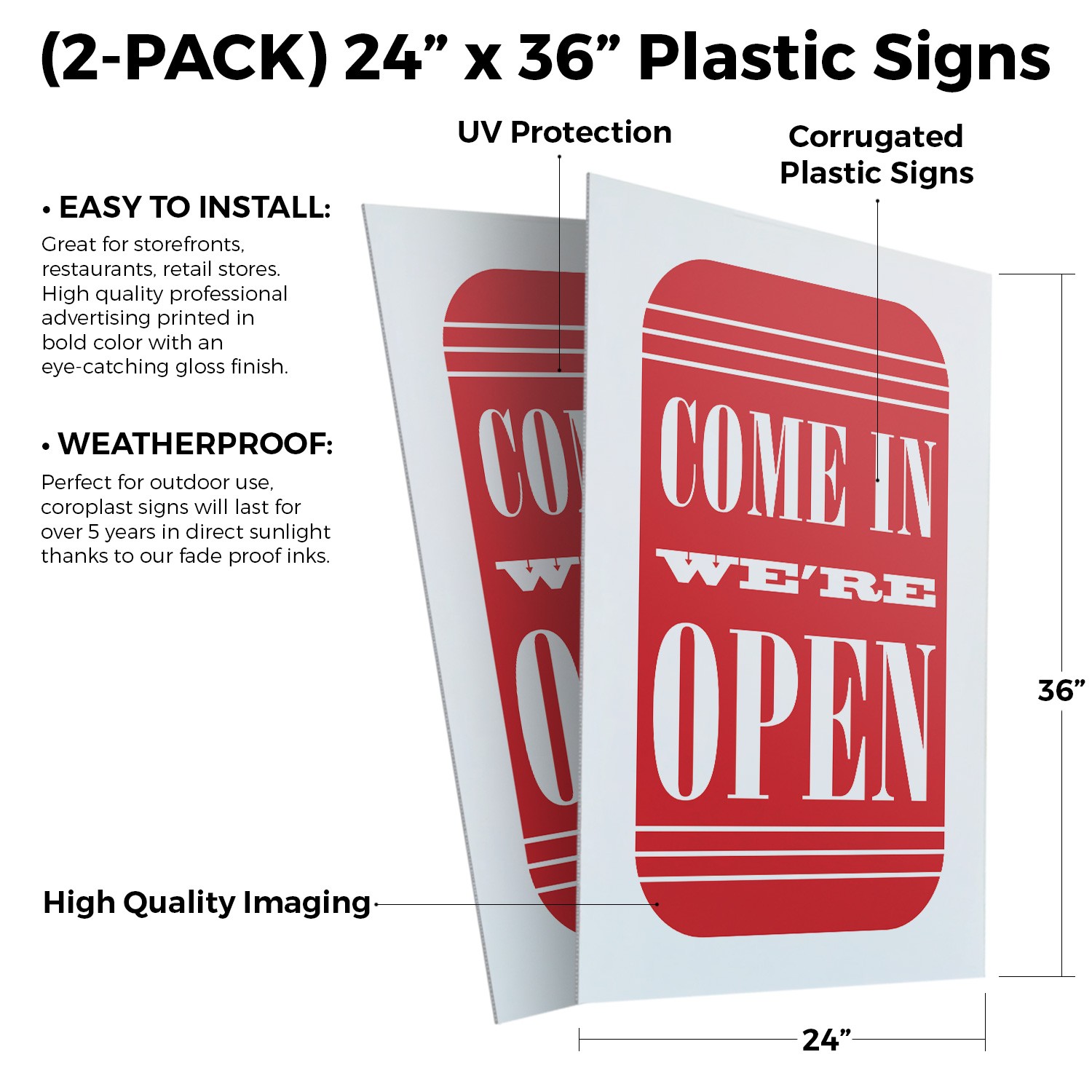 Come In We Are Open Heavy Duty A-Frame Sidewalk Sign Business Signage Clear
