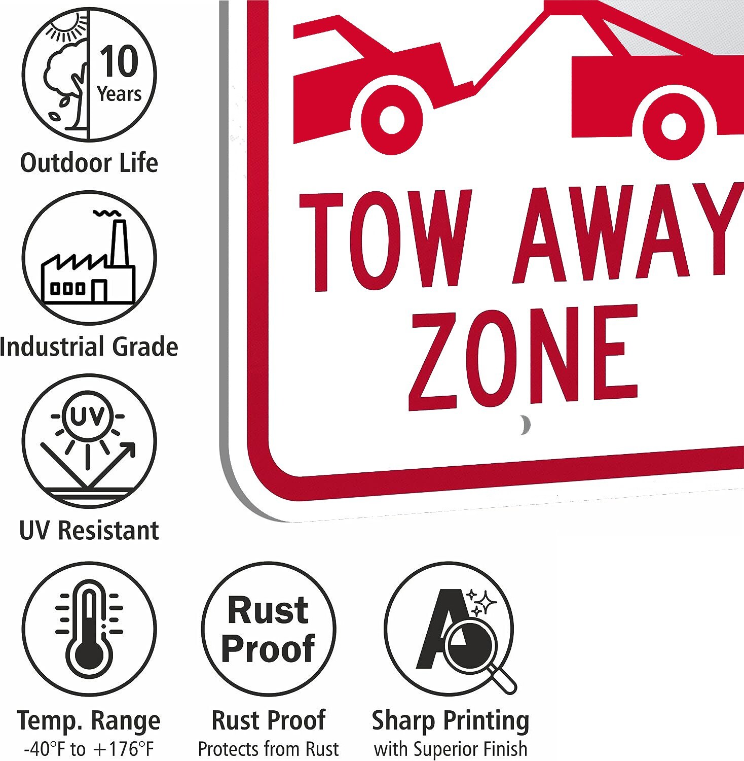 No Parking Tow Away Zone Composite Metal No Parking UV Protected 8&Prime;x12&Prime; Sign