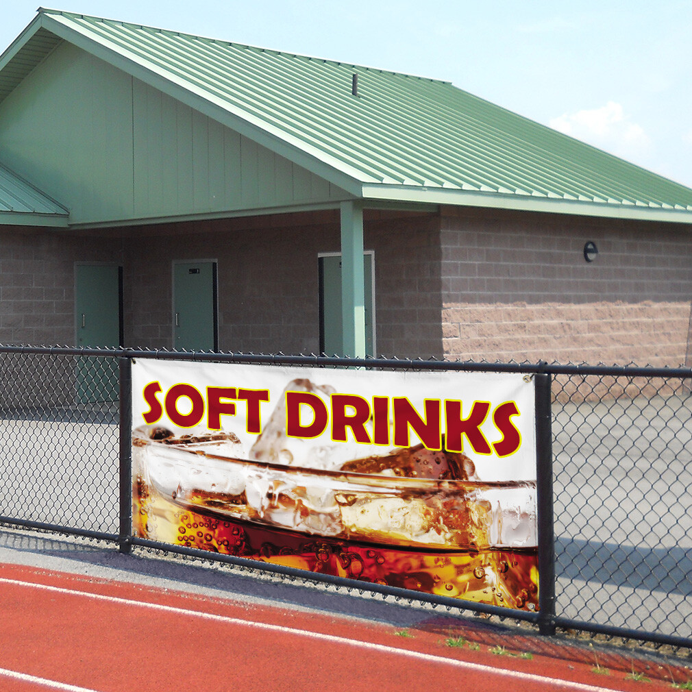 Vinyl Banner Multiple Sizes Soft Drinks Outdoor Advertising Printing Outdoor