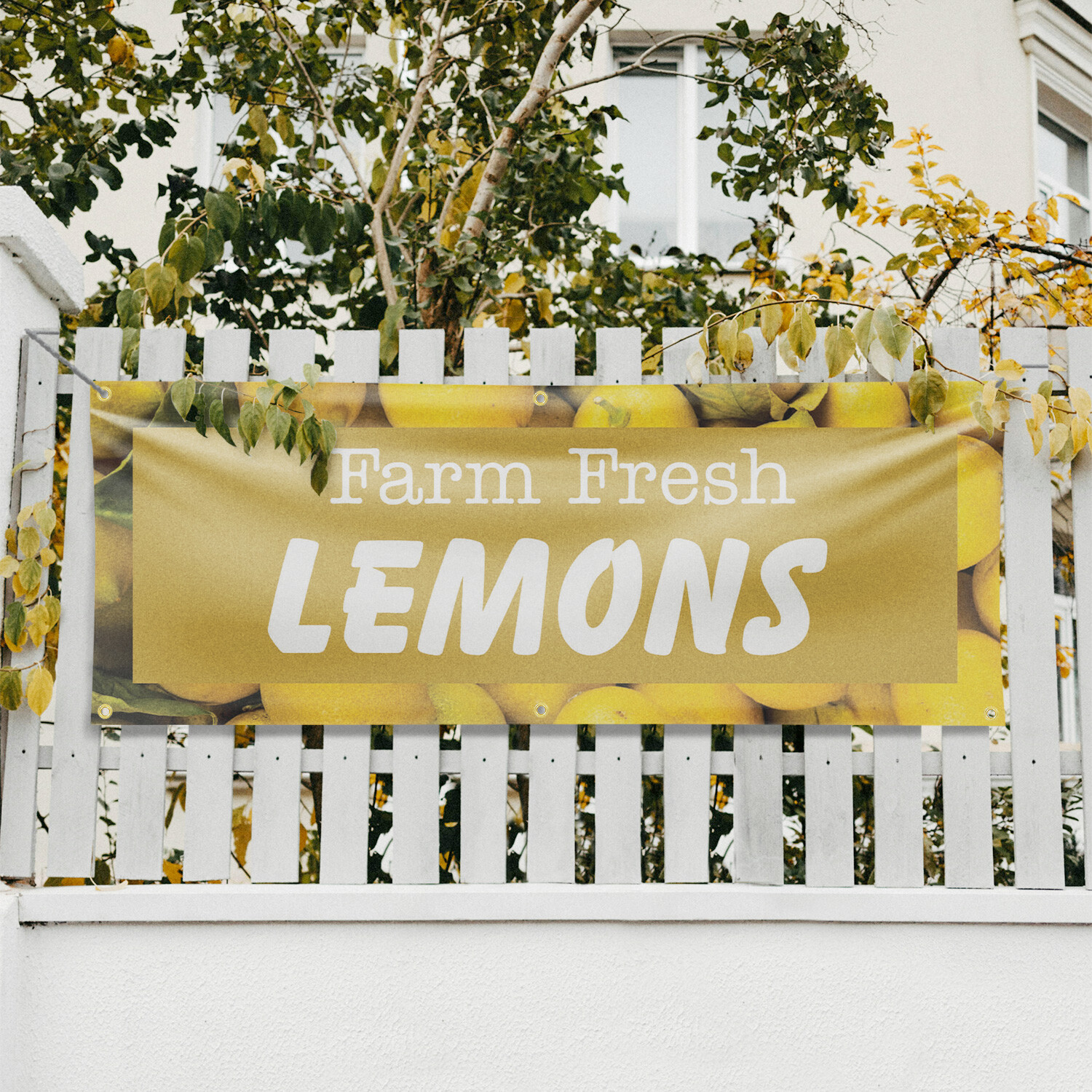 Farm Fresh Lemons Vinyl Banner Sign with Metal Grommets Heavy-Duty Single-Sided