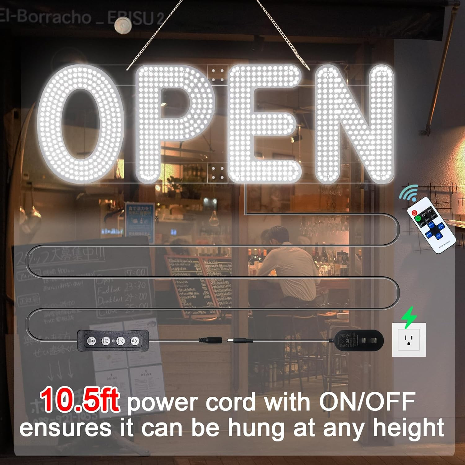 40&Prime;X14&Prime; Open Sign, LED Open Sign for Business with Remote Control, Ultra Bright
