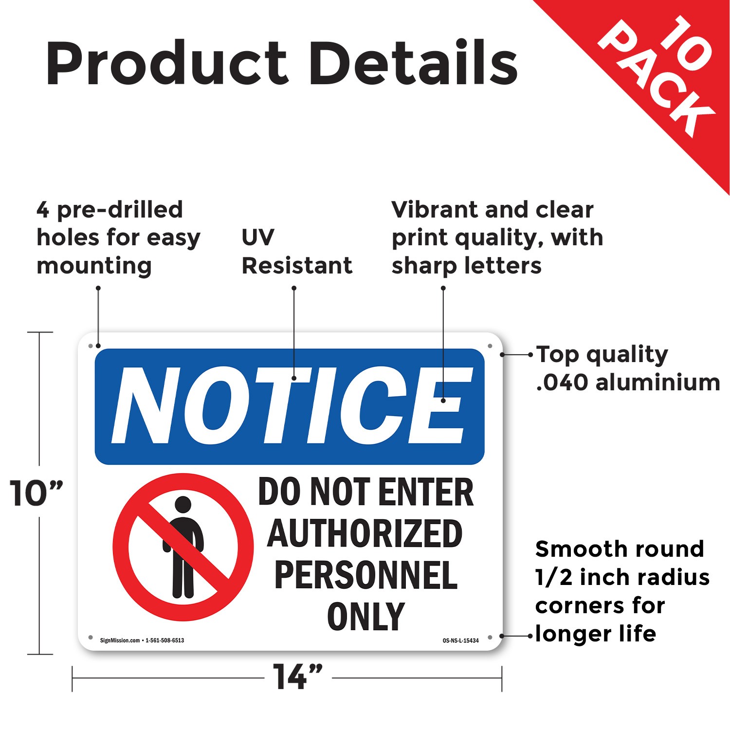 Do Not Enter Authorized Personnel Only OSHA Notice Sign Or Decal – 5 or 10 Pack