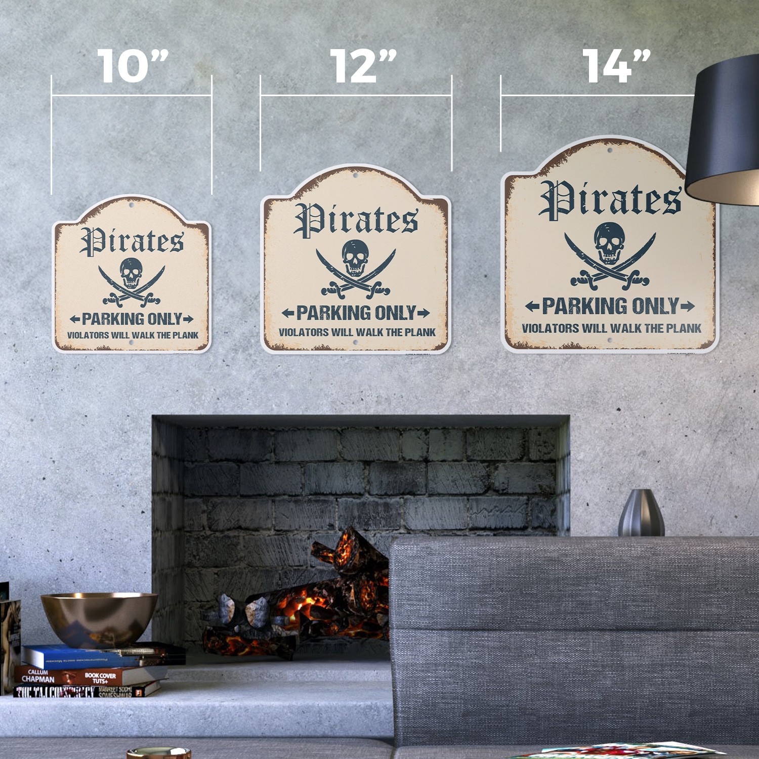 Pirates Parking Plastic Sign Blackbeard Captain Hook Kidd Gangplank