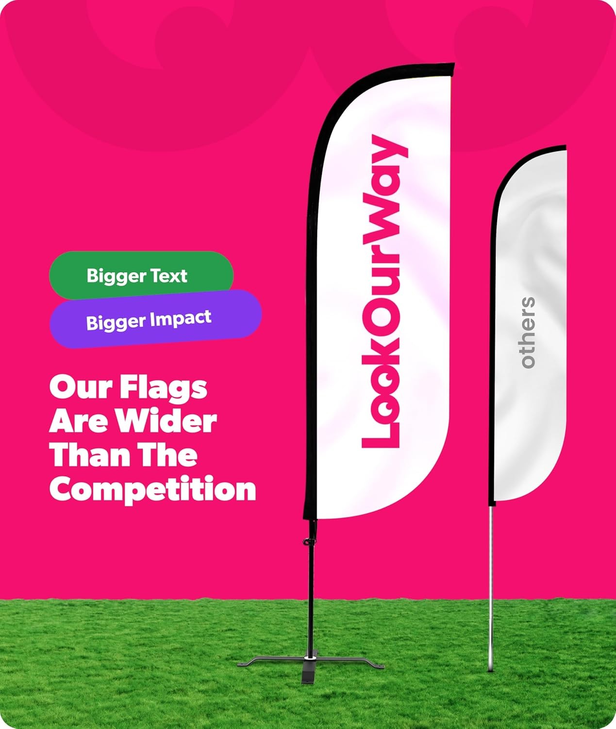 LookOurWay Feather Flag Pole Kit – 7 Feet Tall Advertising Banner with Fiberglas