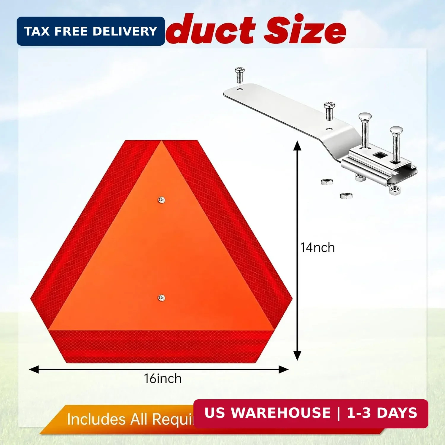 Slow Moving Vehicle Sign, Aluminum Slow Moving Vehicle Triangle Signs with Mount